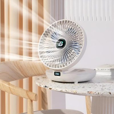 Mini ventilador portátil - oscilação 120°, comando, bateria 12h | AIRCOLIO